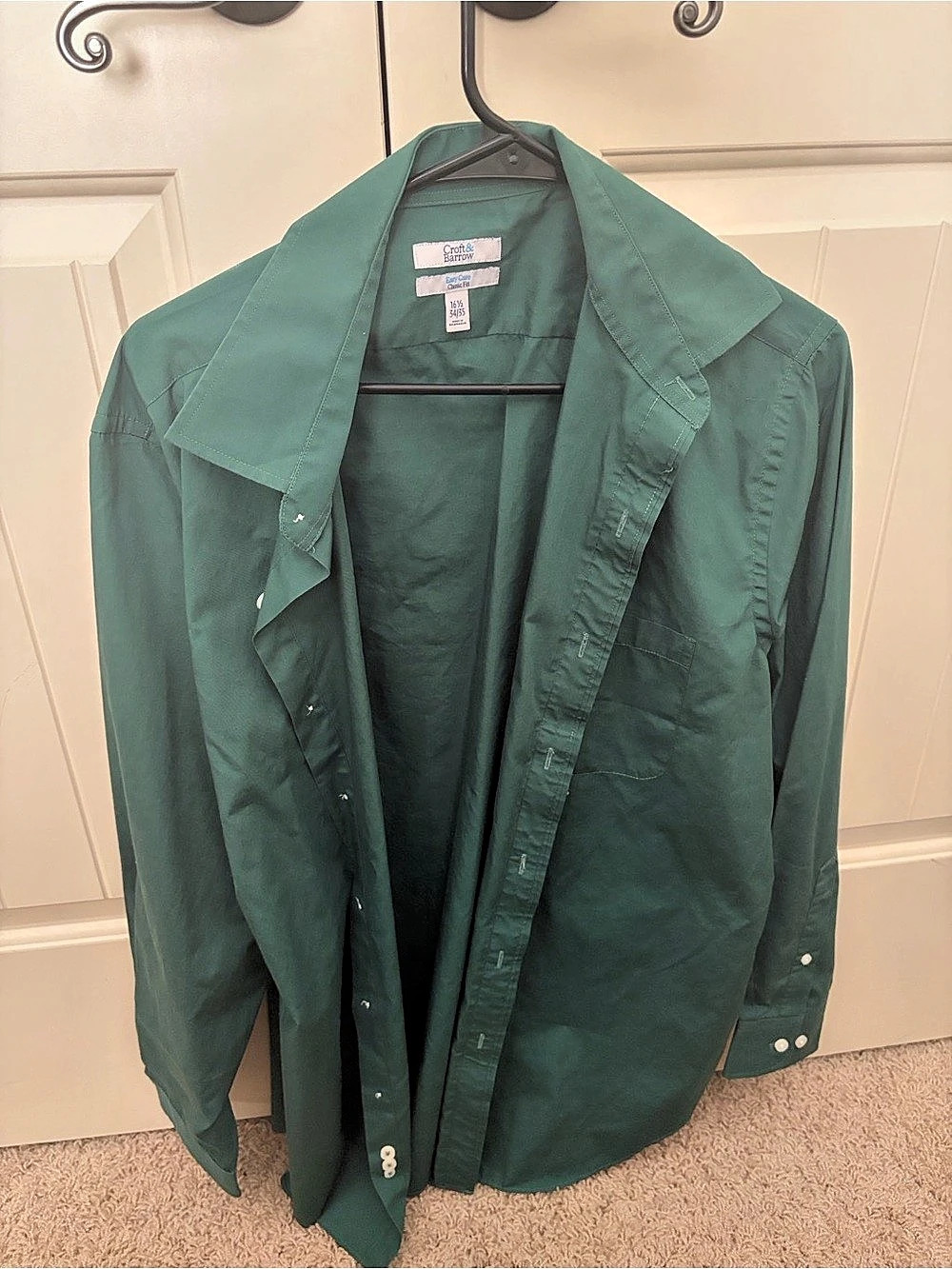 Croft & Barrow Easy Care Classic Fit Dress Shirt Green Button-Up Shirt Size